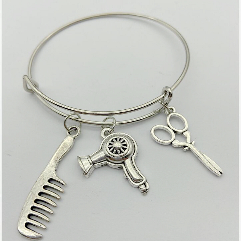 Herramientas de cabello estilistas de plata clip en encanto para Pulsera Europea Regalo Peluquería