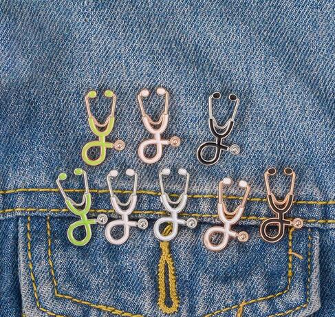 

Hot Nurse Doctor Stethoscope Enamel Brooch Pins Creative Lapel Brooches badge For women Men Girl Boy Fashion Jewelry Gift SH37