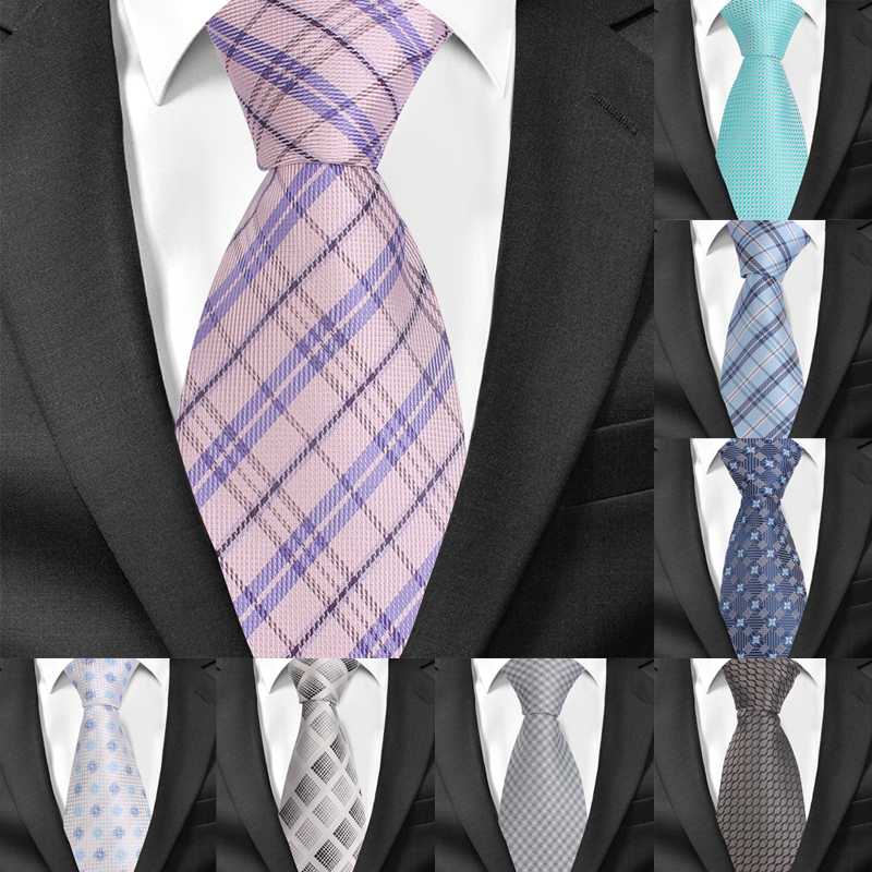 

Men Ties Fashion Plaid Neckties For Wedding Business 8cm Widtch Classic Necktie JACQUARD WOVEN Groom Tie For Men Cravat