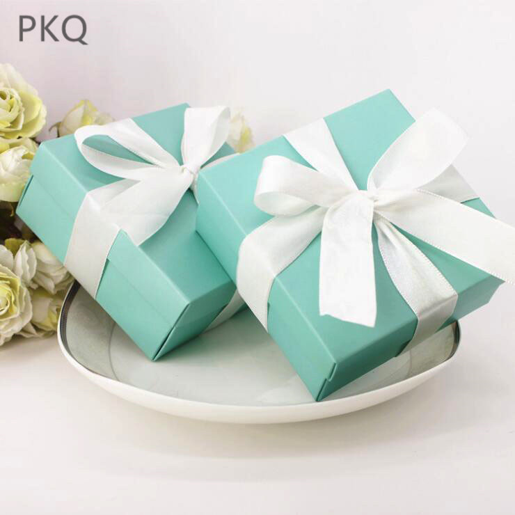 

100pcs Blue Paper Gift Box Small Square Candy Box Gifts Bag for Wedding Birthday Party Favors Packaging