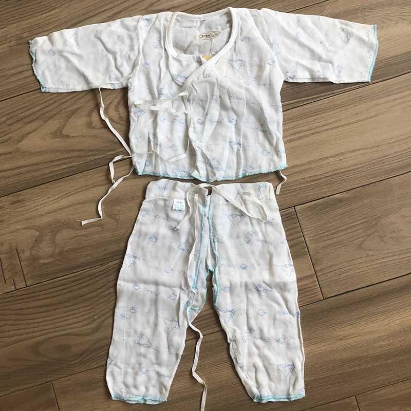 

Newborn Baby Sleeper Set Lace-up Cotton Tops Pants Kerchief 3pcs Pajamas Infant Baby Boy Girl Yarn Kimono Sleepwear Sleeper, L1164