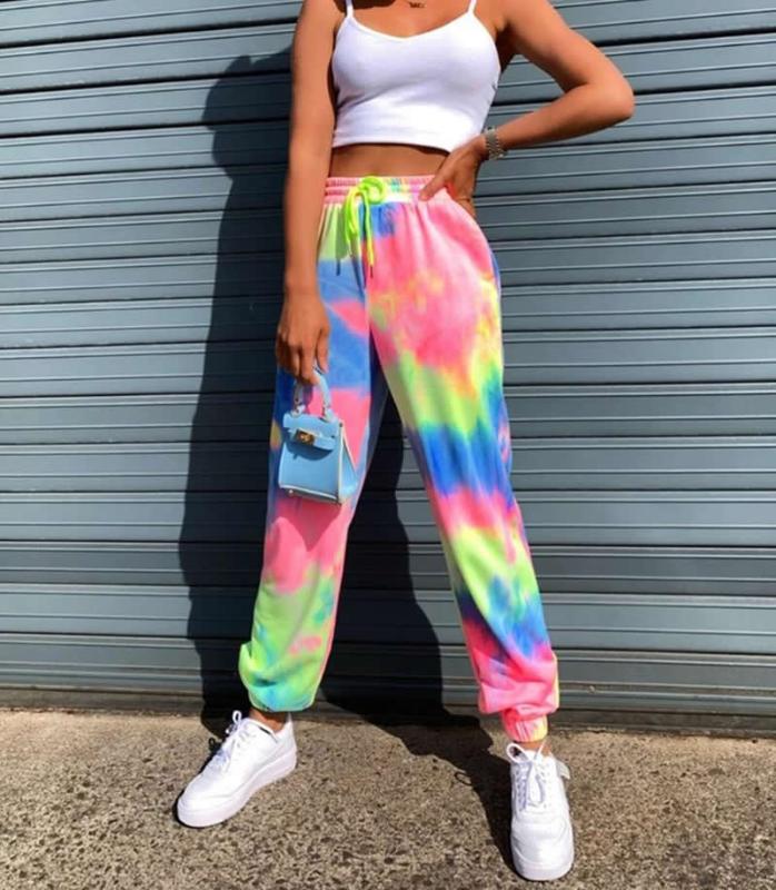 

Foot-Flat Pants High Waist Women Casual Pants Loose Colorful High Waist Women Weatpants Fashion Jogger Trouser, As pic