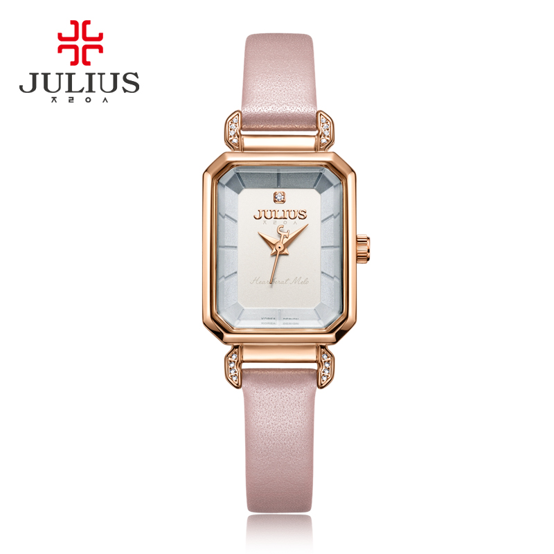 

Julius Pink Watches For Women Leather Strap Rectangle Relojes Mujer With Rhinestone 2017 Winter New Arrivals Relogio Hour JA-951, Black