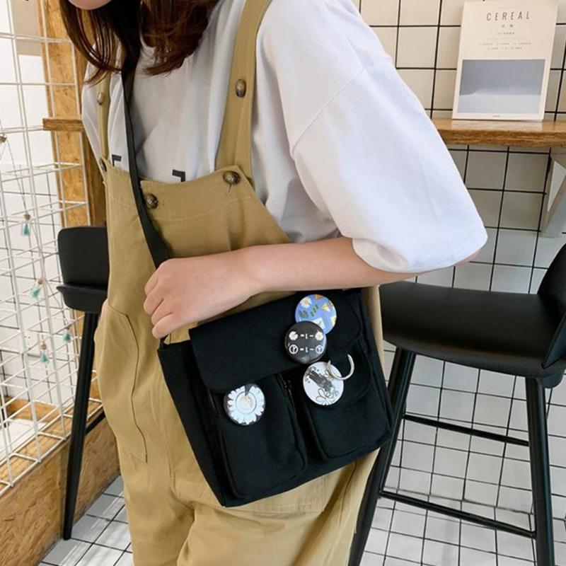 

Women Flower Canvas Little Daisy Simple Crossbody Shoulder Bag Messenger Versatile Korean Bag Casual Flap Shoulder, White