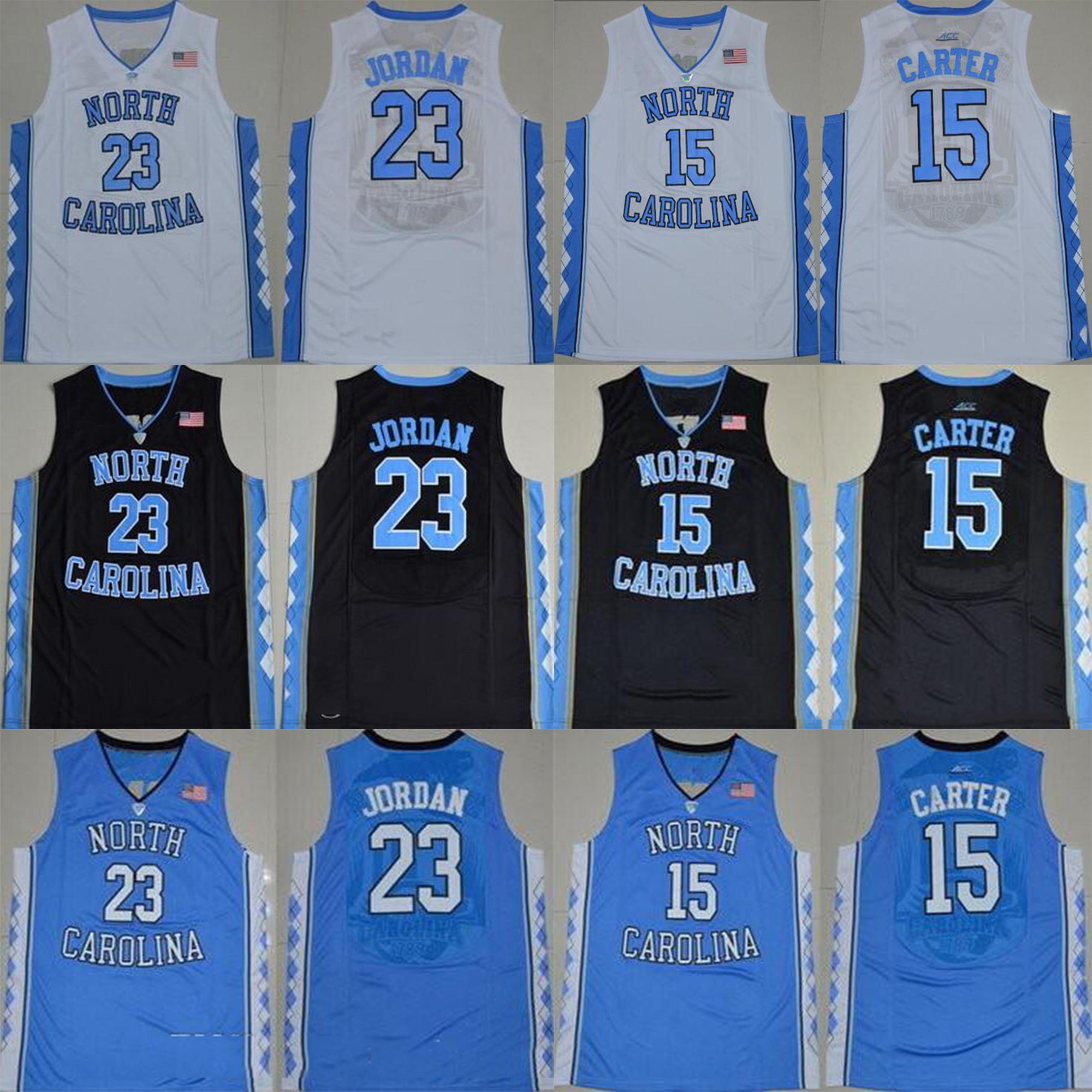 

NCAA North Carolina Tar Heels 15 Carter 23 Michael College blue white cheap black Basketball Jerseys Stitched Logos jersey shirts, As show