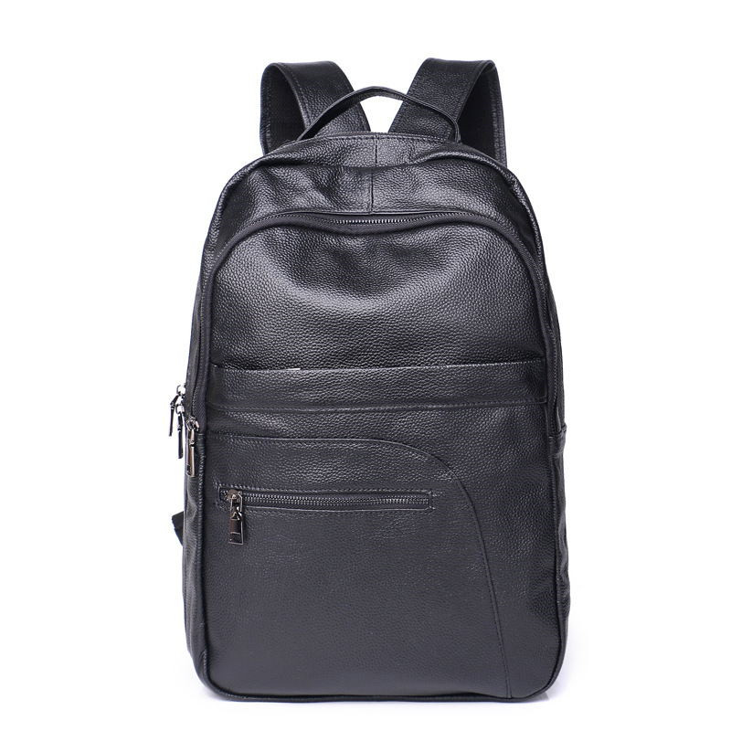 

2020 New Casual Men's Backpack Fashion Cow Leather Backpack Large Capacity Computer Bag Travel Bag Laptop Backpacks, Black