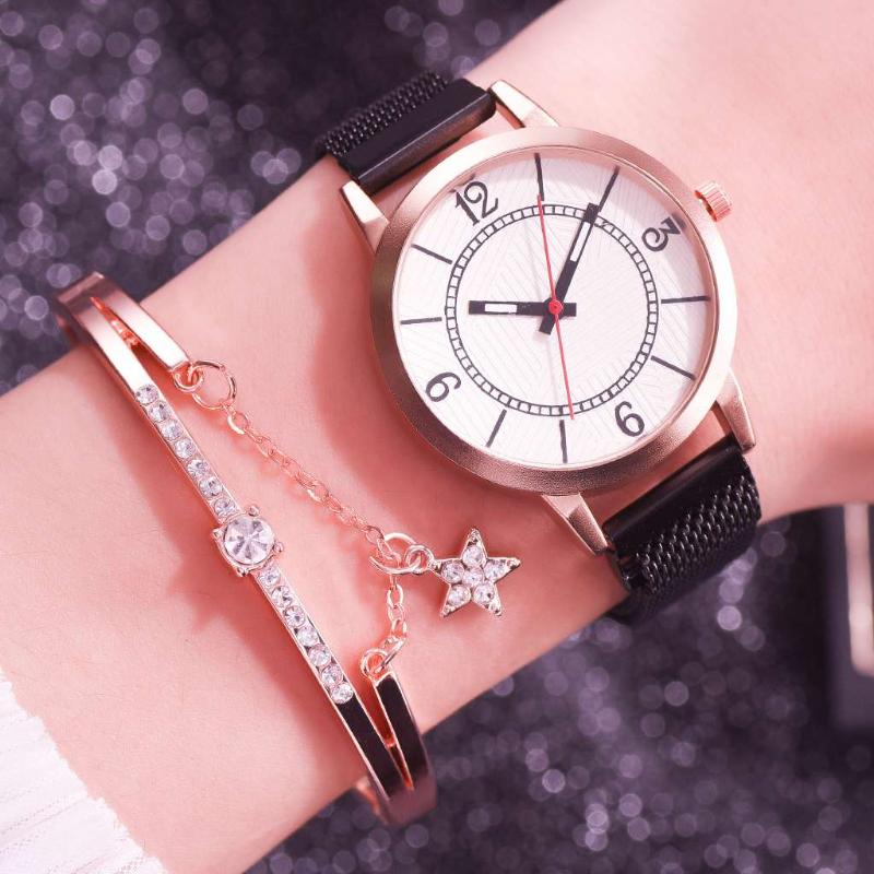 

Women Magnet Watches Fashionable Ladies Quartz Alloy Wristwatches Elegant Women's Watch Female Clock Relogios Femininos, Black