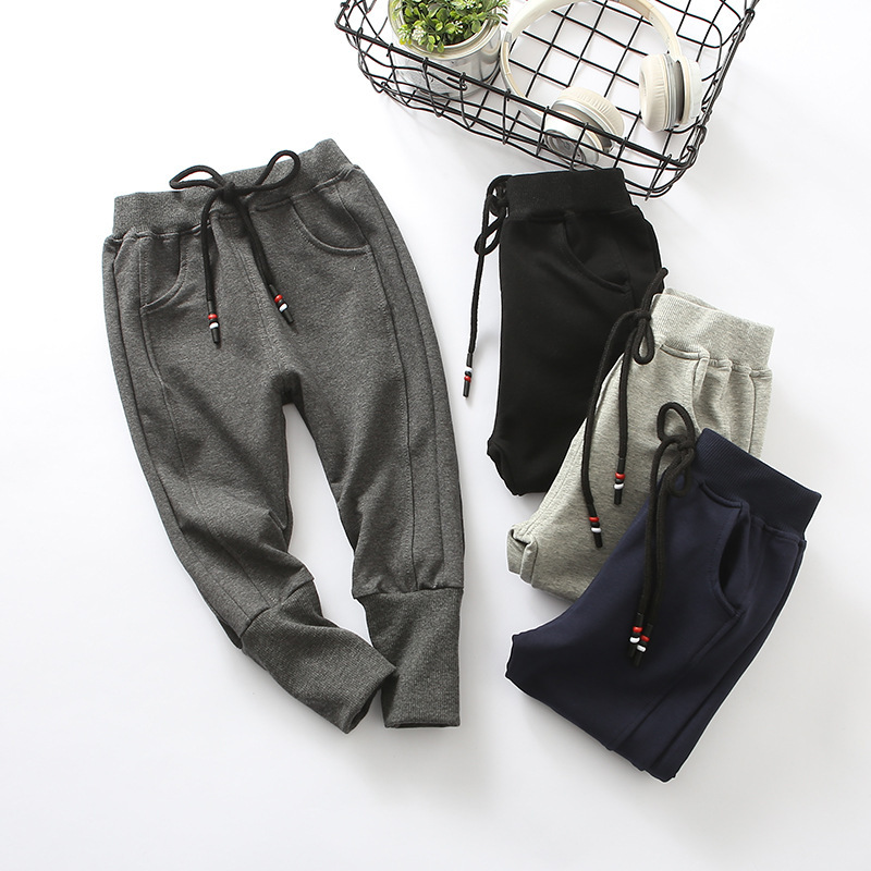 

2019 new solid children Spring Autumn clothes Girl trousers kids pants for baby boys harem pants black grey, Gray
