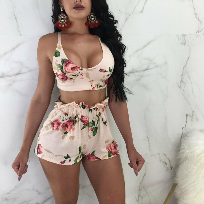 

Women 2 Piece Outfits Sleeveless Crop Top Pleated Pants Set Casual Jumpsuit Rompers Sexy Summer Sleeveless Party Club Clothes, Green