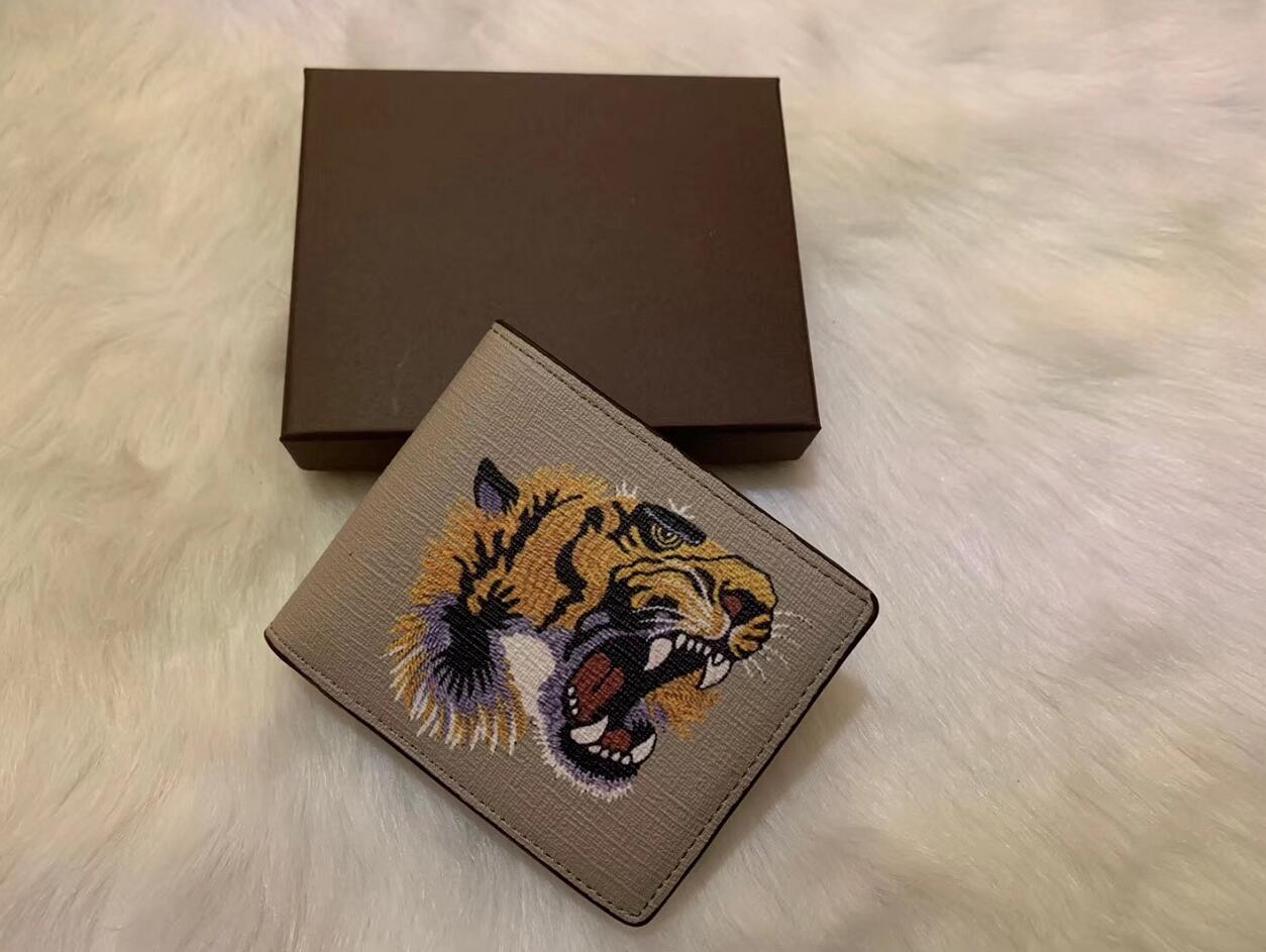 

6 colors men animal Short Wallet Leather black snake Tiger bee Wallets Women Long Style Purse Wallet card Holders with gift box, Bee brown