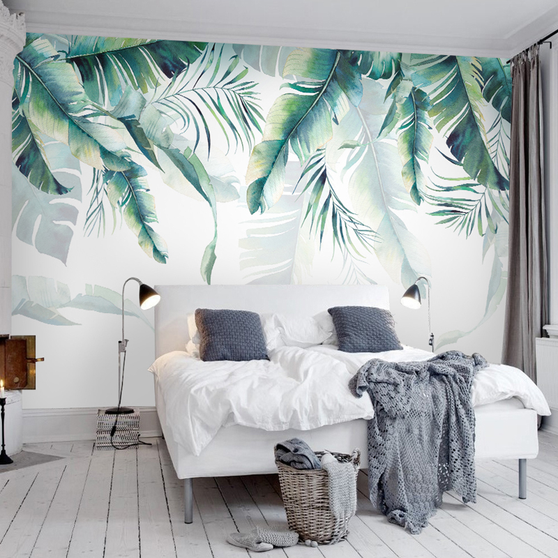 

Jointless Custom Photo Mural Wallpaper Tropical Rain Forest Palm Banana Leaves Wall Painting Bedroom Living Room Sofa Background, As pic