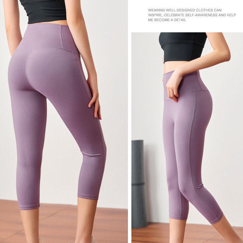 

2020 new summer seven points fitness sports tights women yoga pants elastic running pants gym tights fitness women, Black
