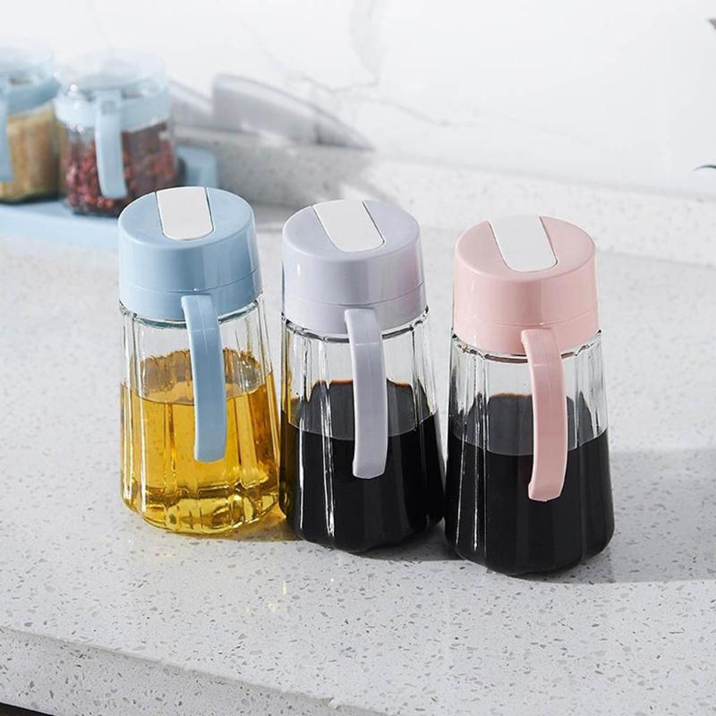 

550m glass oil bottle to prevent oil leakage vinegar bottle pot soy sauce pot automatic opening and free shipping 40A10