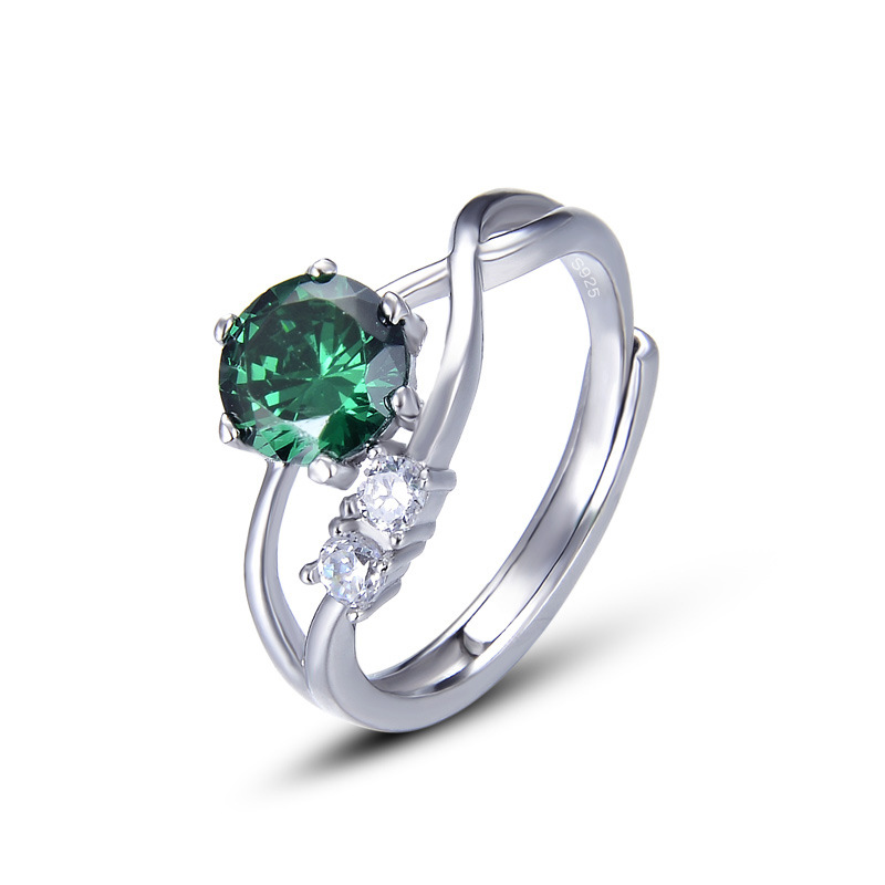 

Creative 925 Sterling silver Green Zircon finger rings for women Elegant S925 Silver Engagement party jewelry Gift dropshipping