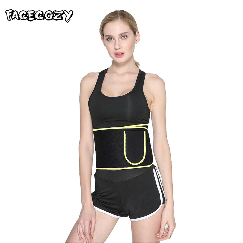 

Facecozy Women Breathable Back Waist Support Belt Men Sports Waist Trainer Sweat Belt Adjustable Fitness With Pocket, Yellow