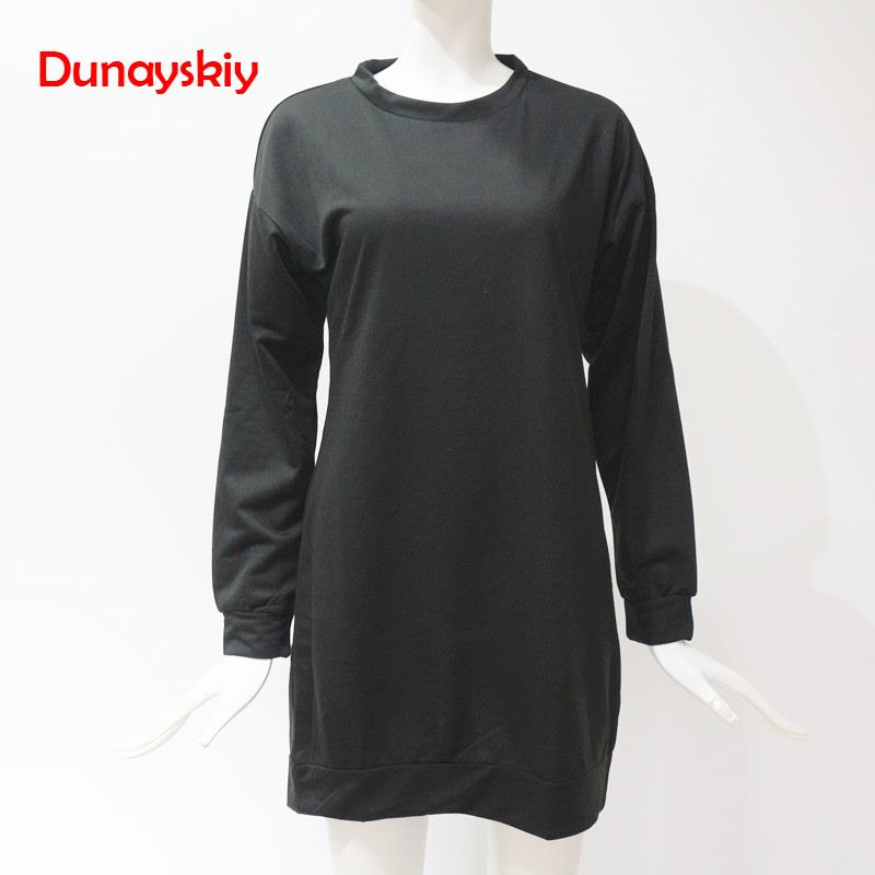

Women Hoodie Sweatshirt Casual O-Neck Loose Oversized Hoodie Dress Autumn Long Sleeve Hoodies Sweatshirts Sweat Femme, Black