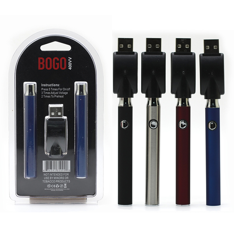 

BOGO Preheating Battery Charger Kit Double Vape Pen Batteries 400mAh Fit 510 Thread Cartridges LO VV