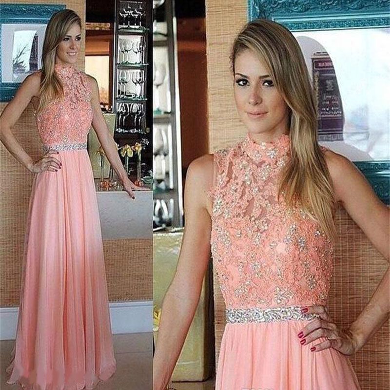 

2020 Appliques Beading Evening Dress Cheap High Neck with Crystals Sash Long Formal Celebrity Party Gown Custom Made Plus Size, Orange