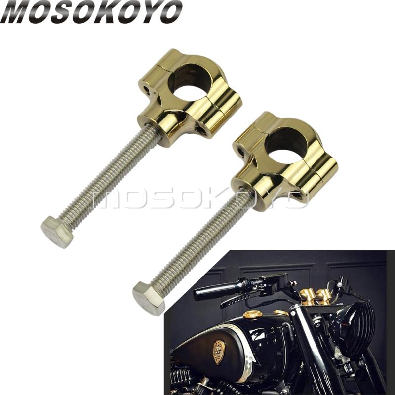 

Brass Motorcycle 1'' Handlebar Mount Clamp 22/25mm Rough Craft Risers for XL 883R 883N FatBoy Dyna Custom BOBBER