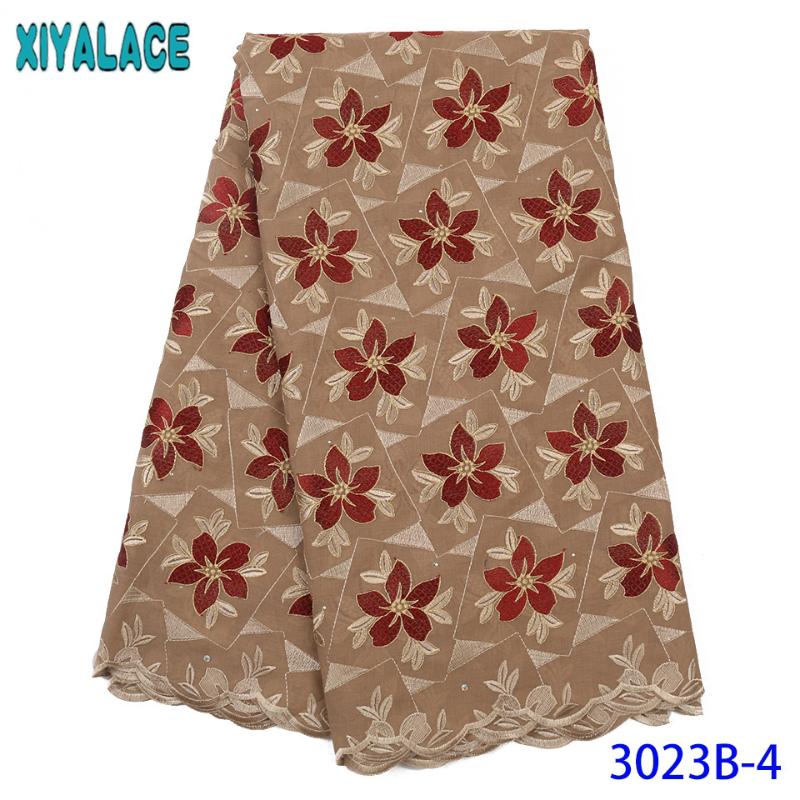 

2020 African Laces Fabric Swiss Voile Lace with Stones Nigerian Embroidered Cotton New Lace Fabric Materials for Dresses KS3023B