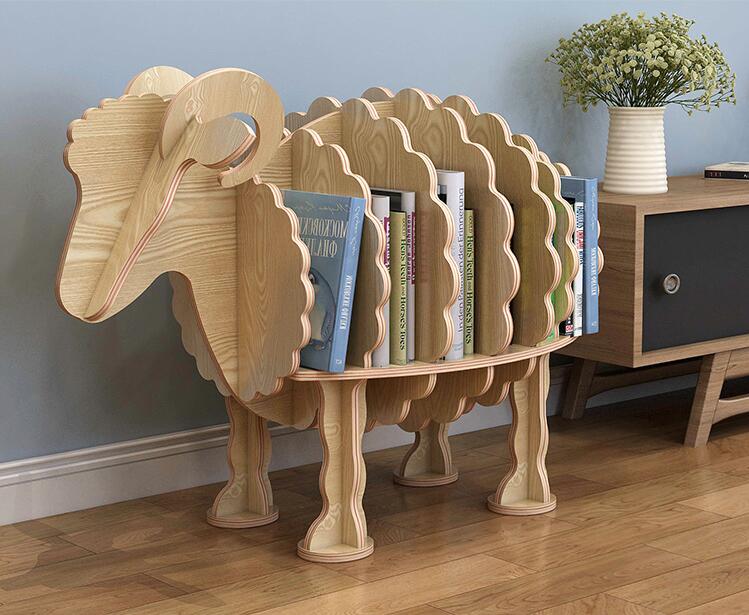 Solid wood animal shape bookshelf Children Cabinets desk student floor bookshelfs storage rack flower shop window decoration racks-image-522298639