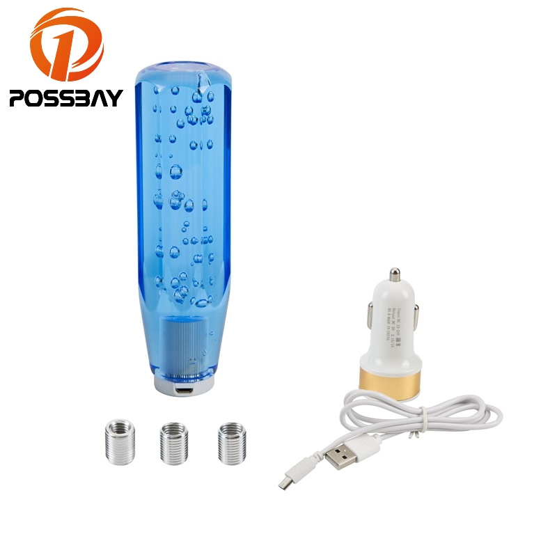 

POSSBAY Universal LED Light USB charge Gear Stick Shift Lever Knob Car Handbrake Covers 15cm Interior Decoration Car Shift Knob