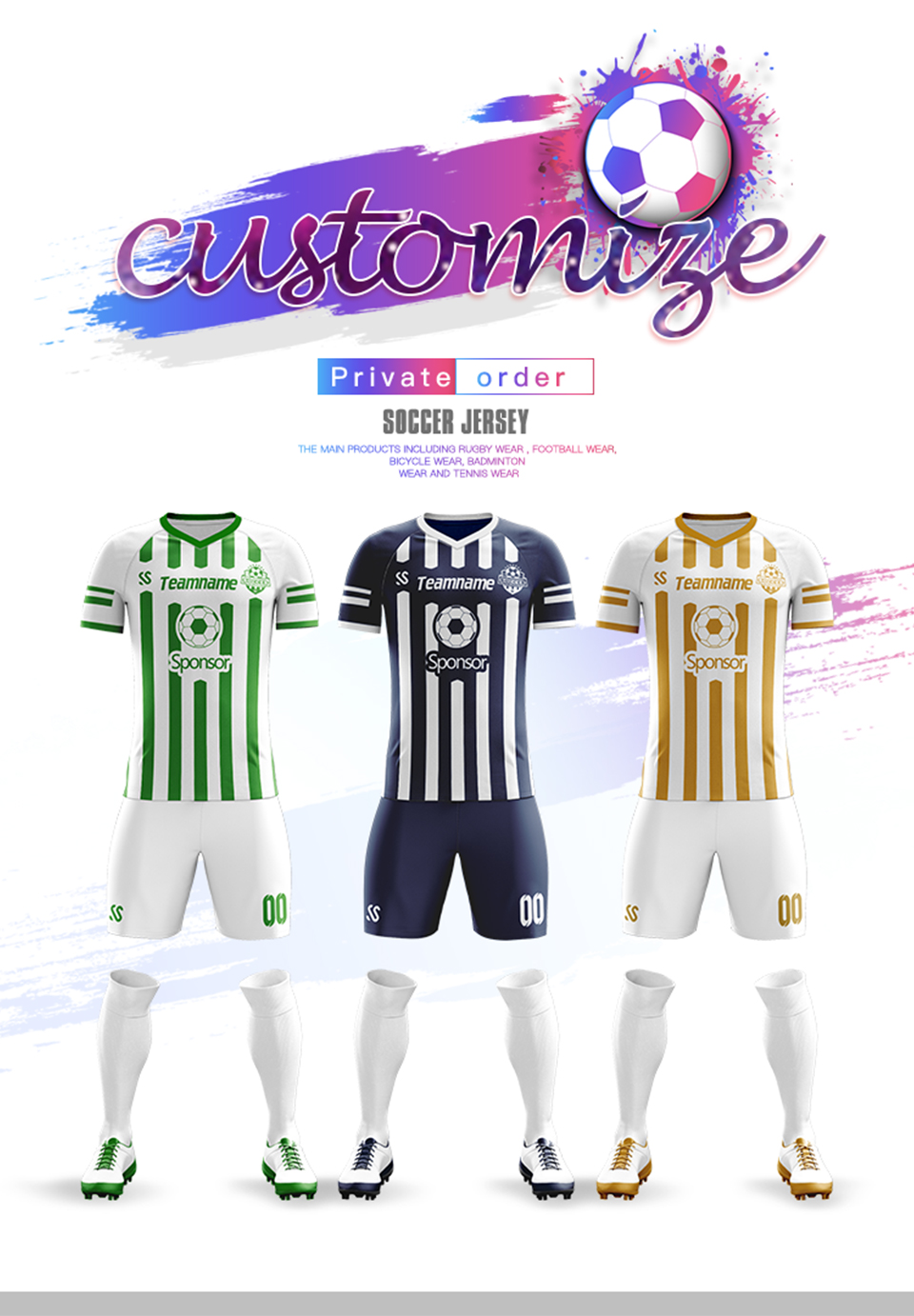 

Football jersey soccer suit men's youth sports shirt professional football training suit custom design short-sleeved team uniform, Z19070031-05as pic
