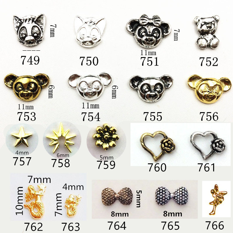 

50pcs/pack Japan 3D Nail Art Decorations Metal Nail Accessories Alloy Elf Mermaid Parts DIY Charm Alloy Supplies