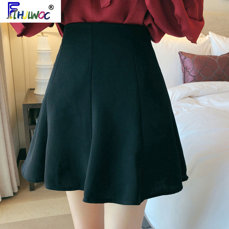 

2020 Little Small Skirts Hot Sales Women Fashion Korea Style Preppy Girls High Waist A Line Mini Black Skirt Cute 12129