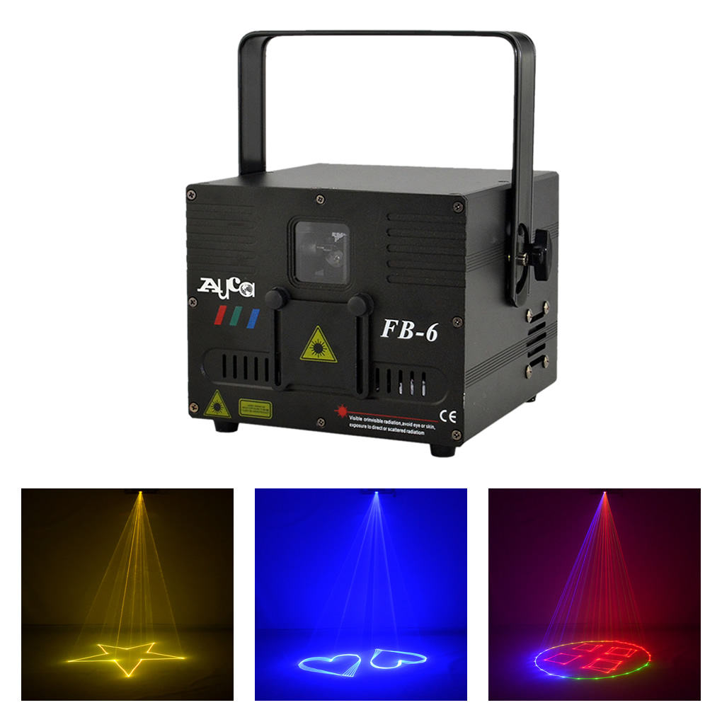 

AUCD 1W DMX ILDA RGB Animation Beam Laser Projector Light DJ Party Nightclub Professional KTV Wedding Stage Lighting FB-6