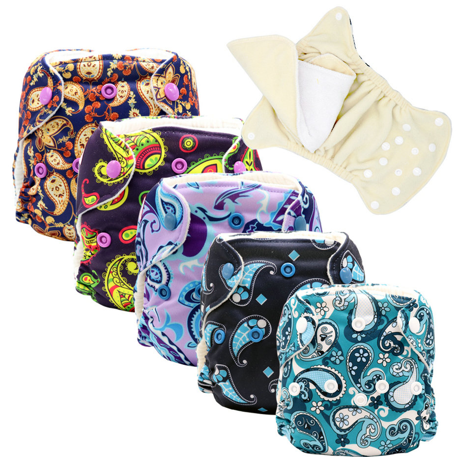 MABOJ 3 Pack Newborn AIO Cloth Diapers Lot Stay Dry Reusable All in One Nappies