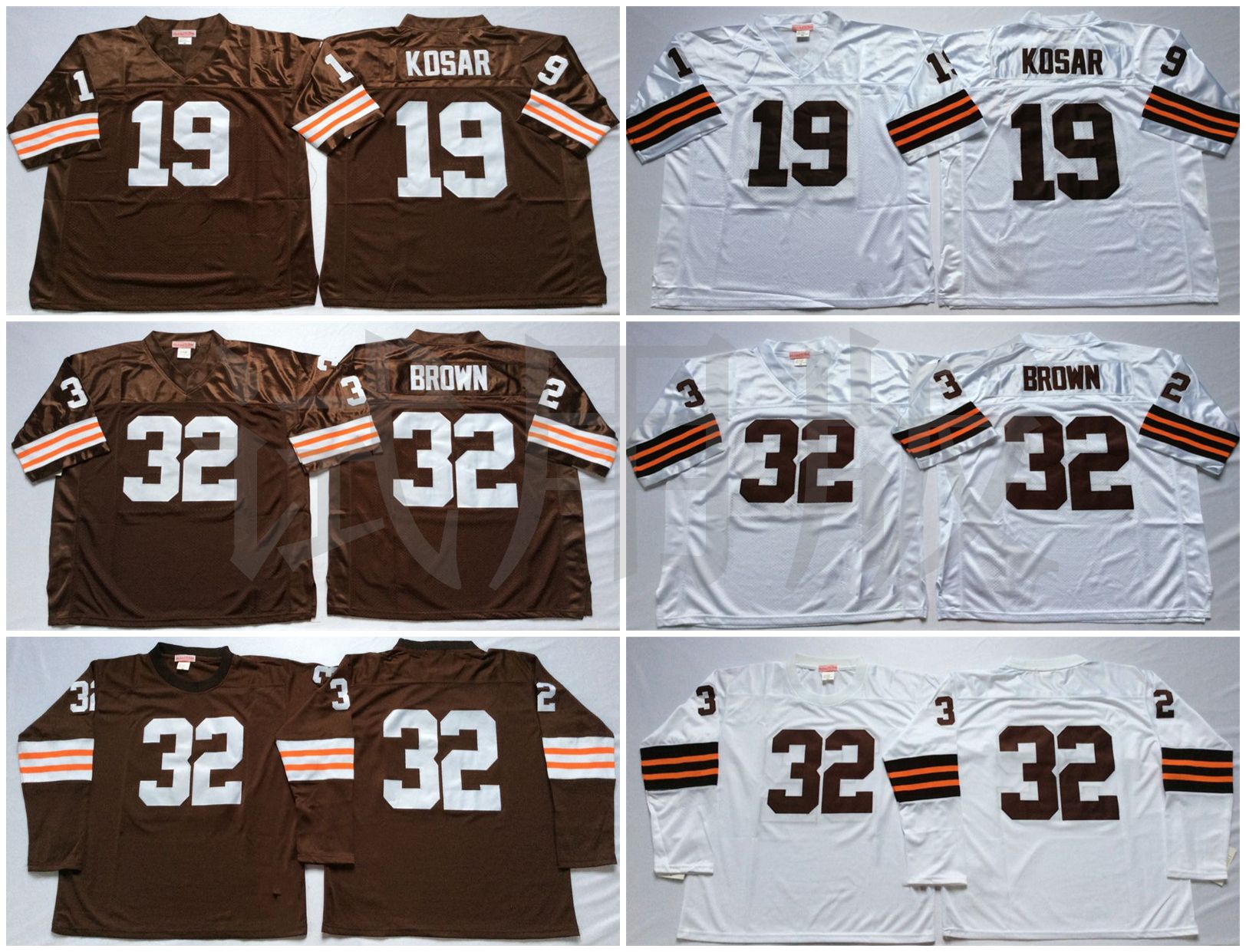 

Bernie Kosar Jim Brown White Brown NCAA Football Jerseys High Quality Quick Dry Jersey Men Retro Stitched