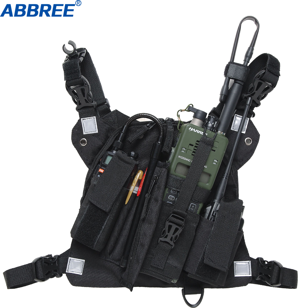 

Abbree Chest Harness Chest Front Pack Pouch Holster Vest Rig Carry for Two Way Radio Baofeng TYT Wouxun Motorola Walkie Talkie