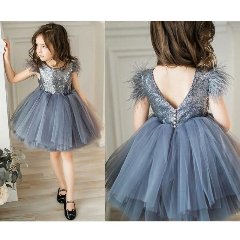 

Spring Vintage Flower Girl Dresses sequined feather tutu skirts Baby Girl Birthday Party Communion Dresses Children Girl Party Dresses B43, Light yellow