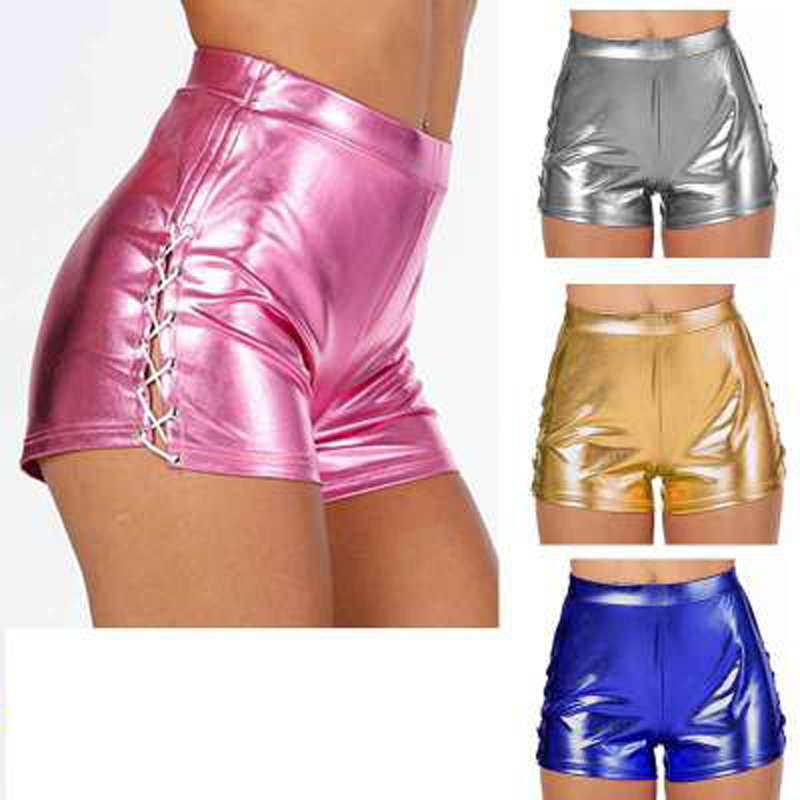 

Europe and the United States explosion models women's female PU leather strap mid waist shorts casual bag hip sexy, Blue