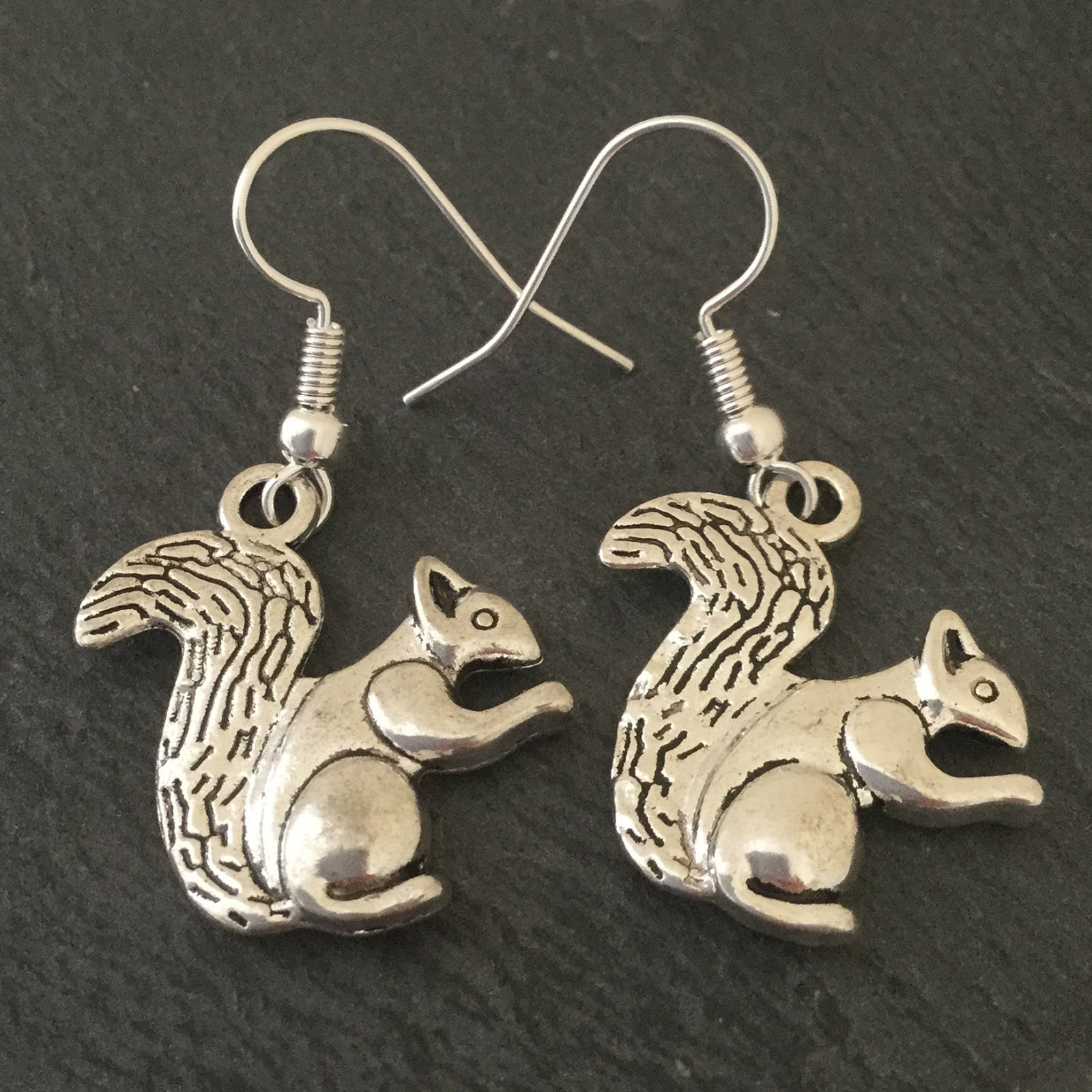 

2019 New Style Ancient Silver Squirrel Small Animals Earrings Ear Hook Creative Women Jewelry Popular Designer EarringsValentine's Day Gifts