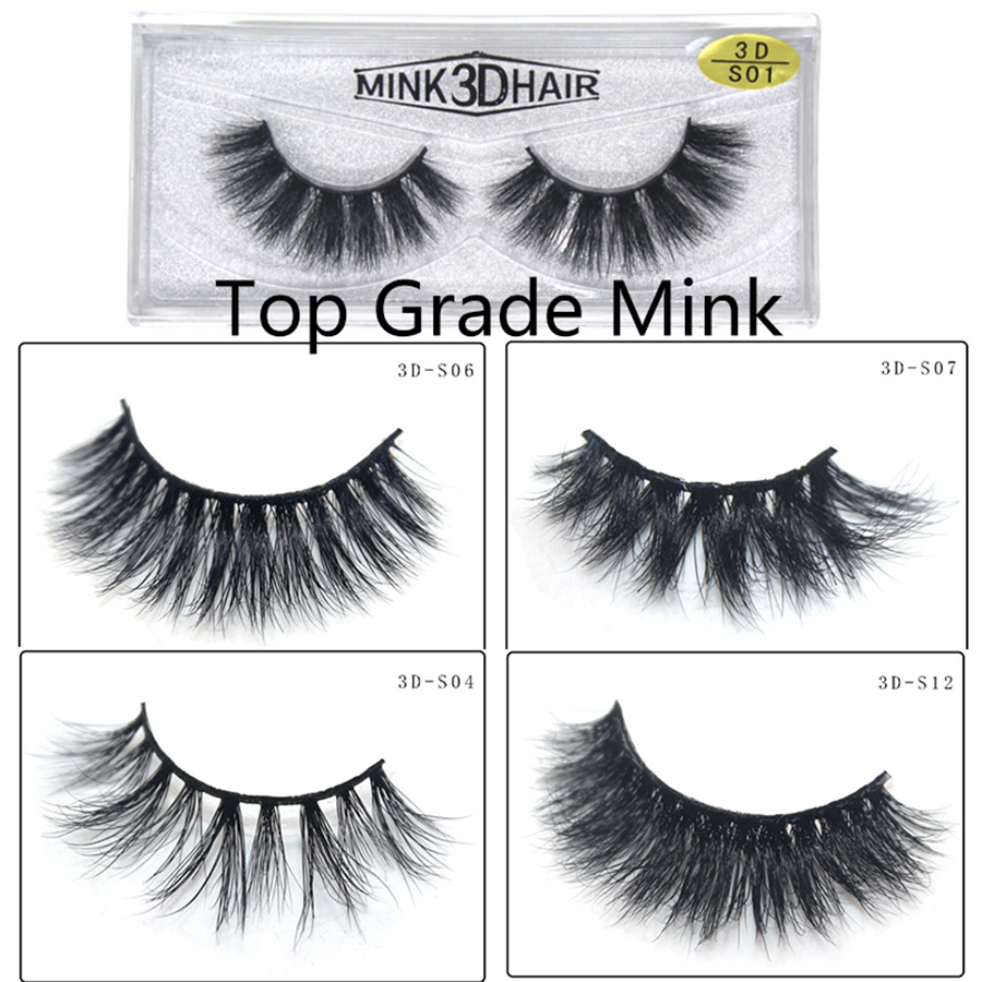 Mink de vison 3D Faux de cils supérieur 10-18 mm Crisscross épais longs à la main Faux cils Extensions de cils maquillage des yeux