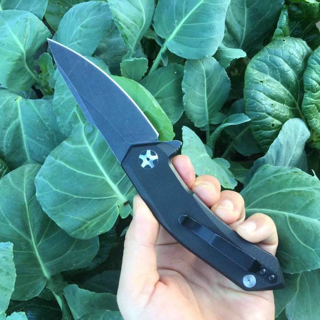 

FK-79 Ball Bearing Quick Opening Tactical Folding Knife with Clip G10 Handle Blacking+Stone Wash Blade Surface 5CR14 Camping Pocket Knife