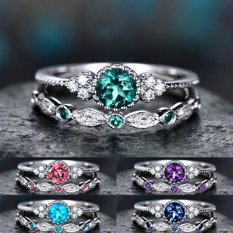 

Simple and fashionable jewelry zircon ring female alloy sapphire rings For Lady&Girls Promise rings Size 5/6/7/8/9/10