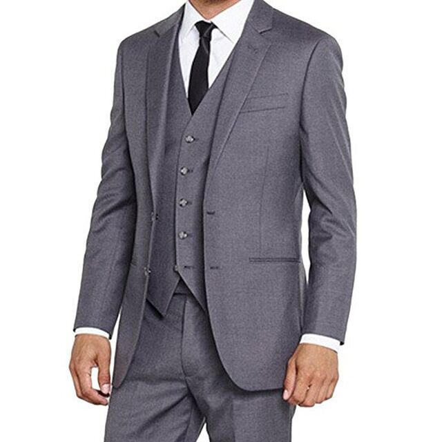 

Dark Grey Wedding Tuxedos Slim Fit Suits For Men Groomsmen Suit Three Pieces Cheap Prom Formal Suits (Jacket+Pants+Vest+Tie) 234, Same as image