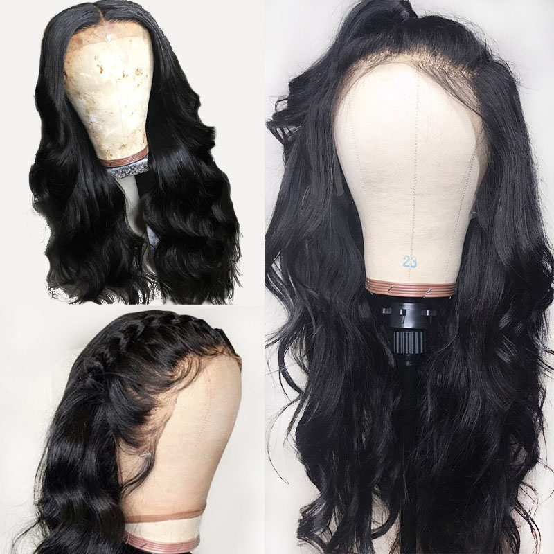 

13*6 Deep Part 150 Density Body Wave Lace Front Human Hair Wigs For Black Women PrePlucked 360 Frontal Closure Brazilian Remy, Natural color