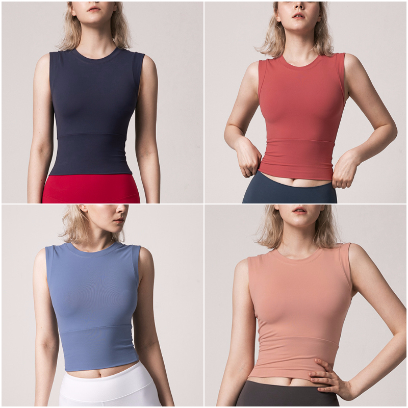 

LU-60 Women Yoga Shirts Girls Running Sleeveless Vest Ladies Casual Yoga Outfits Adult Sportswear Exercise & Fitness Wear, Dark navy