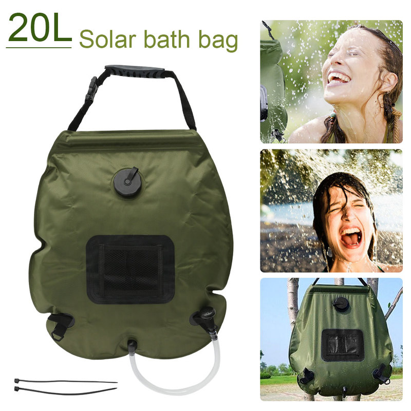 

20L Outdoor Camping Shower Water Bag Portable Mountaineering Solar Heated Shower Bag Bath Water Storage Pet Cleaning, As pic