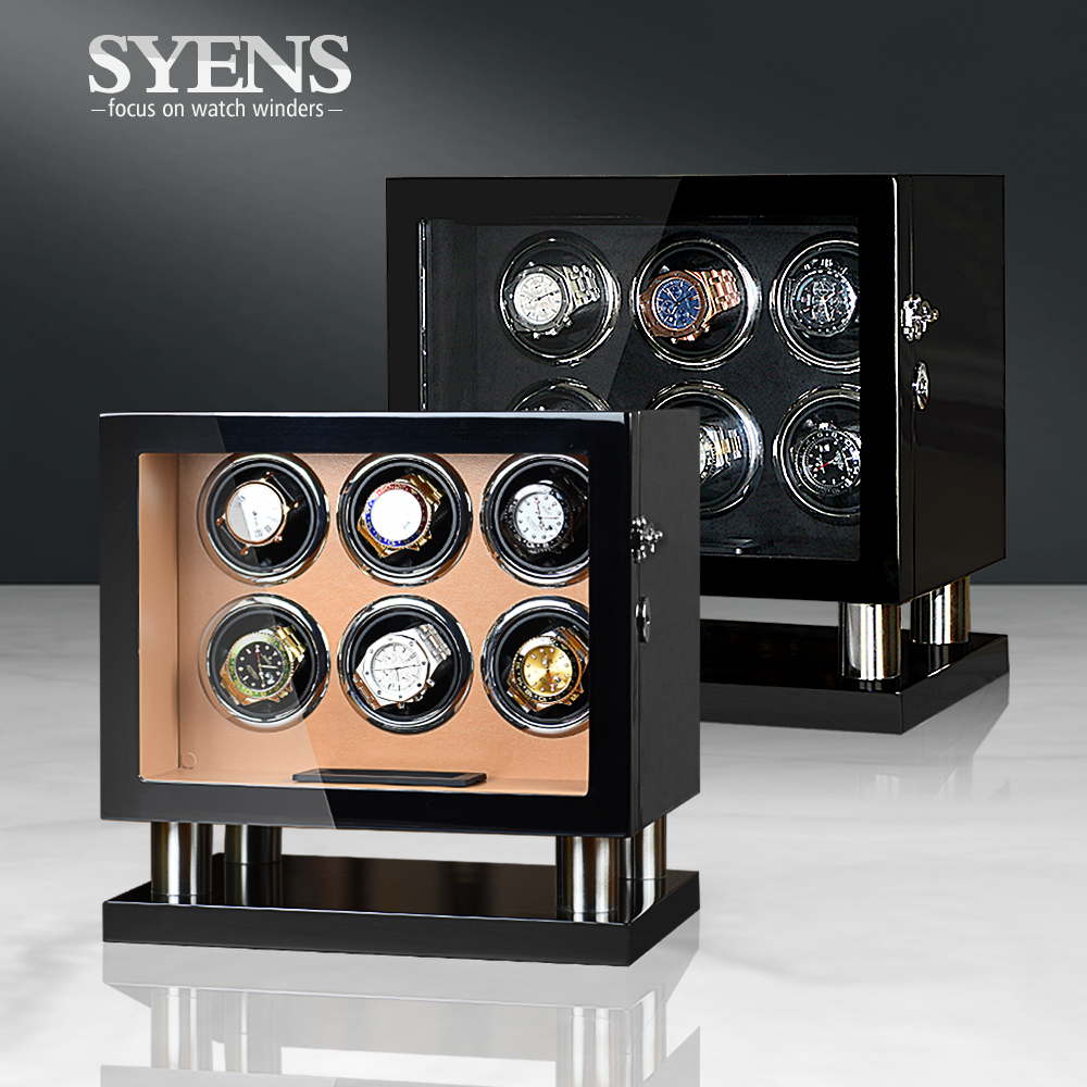 

NEW watch winder 6 automatic wathces winding box Rotary watch display with USB power and LCd touch screen for Mens