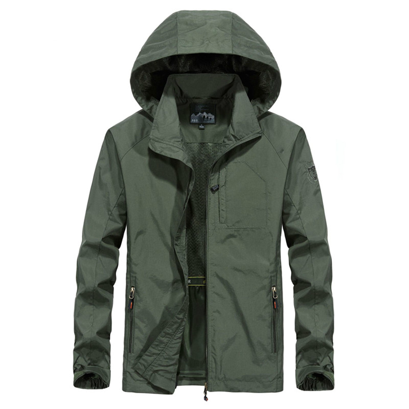 

Autumn Men's Thin Jacket Male Casual Overcoat Army Tactics Windbreaker Jacket Mens Waterproof Breathable Hooded 6XL, Black