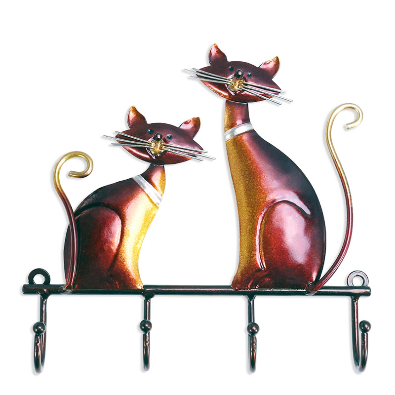 

Wall Hanger Hook Iron Cat Sculpture Hooks Key Holder Wall Mount Art 4 Hooks Decor for Coats Bags Clothes Holder Decorative As Gift