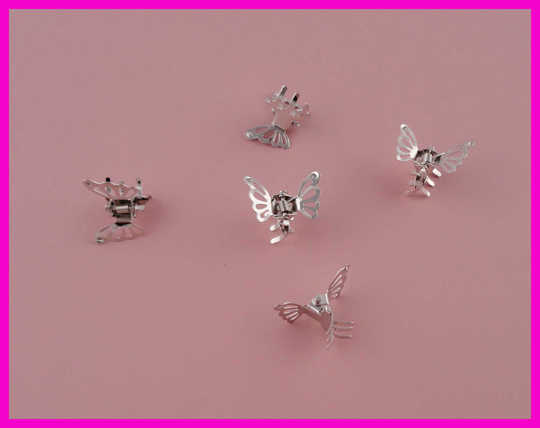 Hair Claw 50PCS Silver finish mini filigree butterfly plain metal hair claw clamps at lead free and nickle free quality,Bargain for bulk-image-446394766