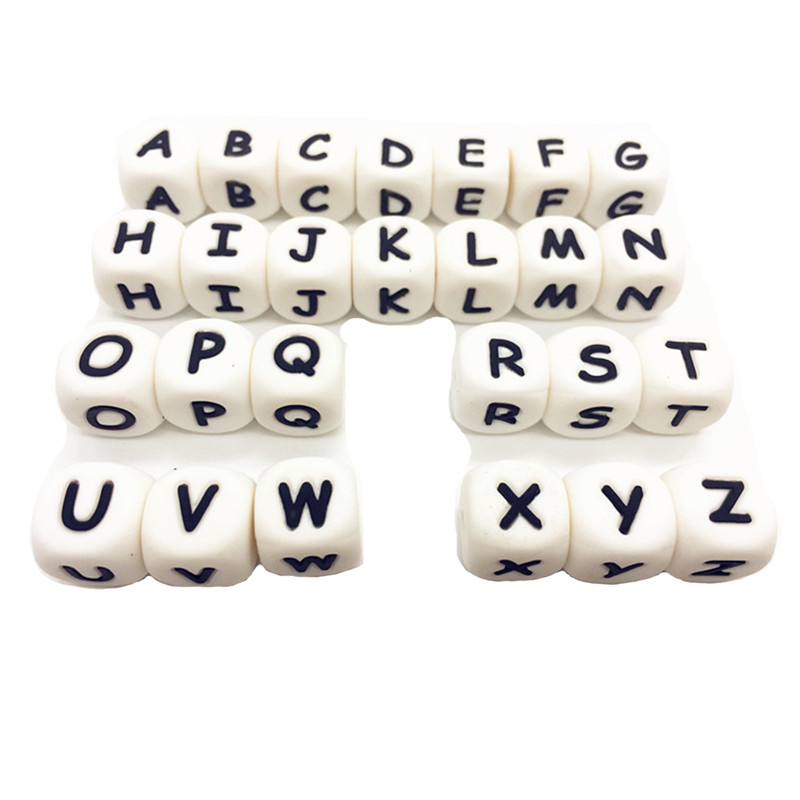 

Alphabet Letter Food Grade Silicone Letters Beads BPA Free Silicone Chewing Beads for Teething Necklace Jewelry Beads