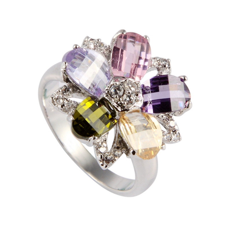 

SHUNXUNZE Rave reviews European Wedding rings jewelery For women Peridot Pink Morganite Blue Cubic Zirconia Rhodium Plated R417 size 6 7 8 9