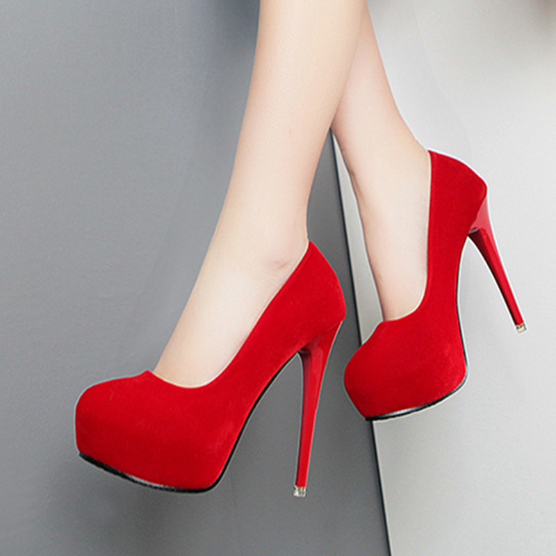 

12CM super high heel stiletto suede waterproof platform sexy women's shoes new wild single shoes simple fashion high heels